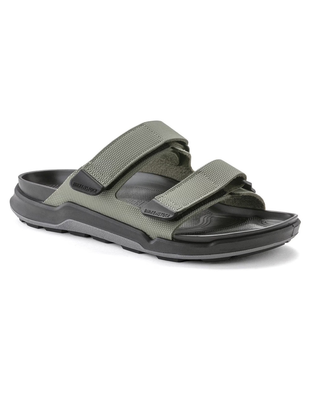 Birkenstock Atacama Men’s Two-Strap Slide Sandal in Olive and Black